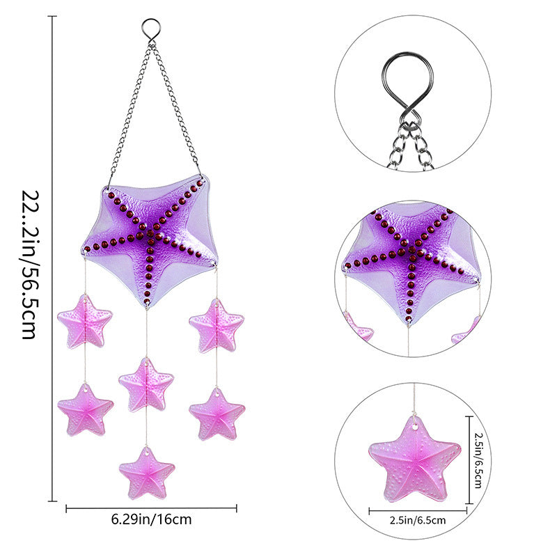Wholesale Stained glass wind chime ocean turtle sailboat starfish ornaments garden pendant